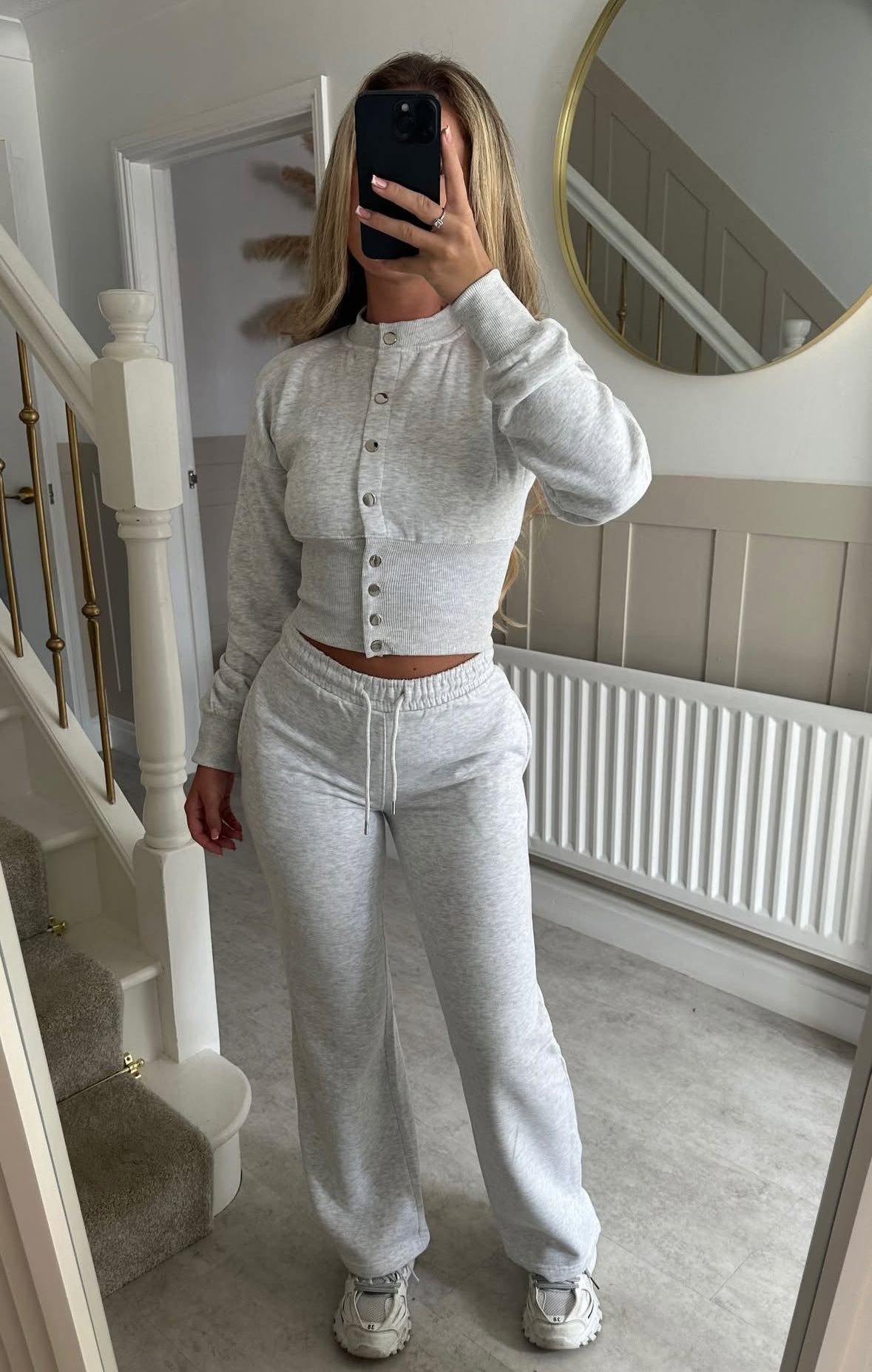 Bleach grey cinch waist jogger set