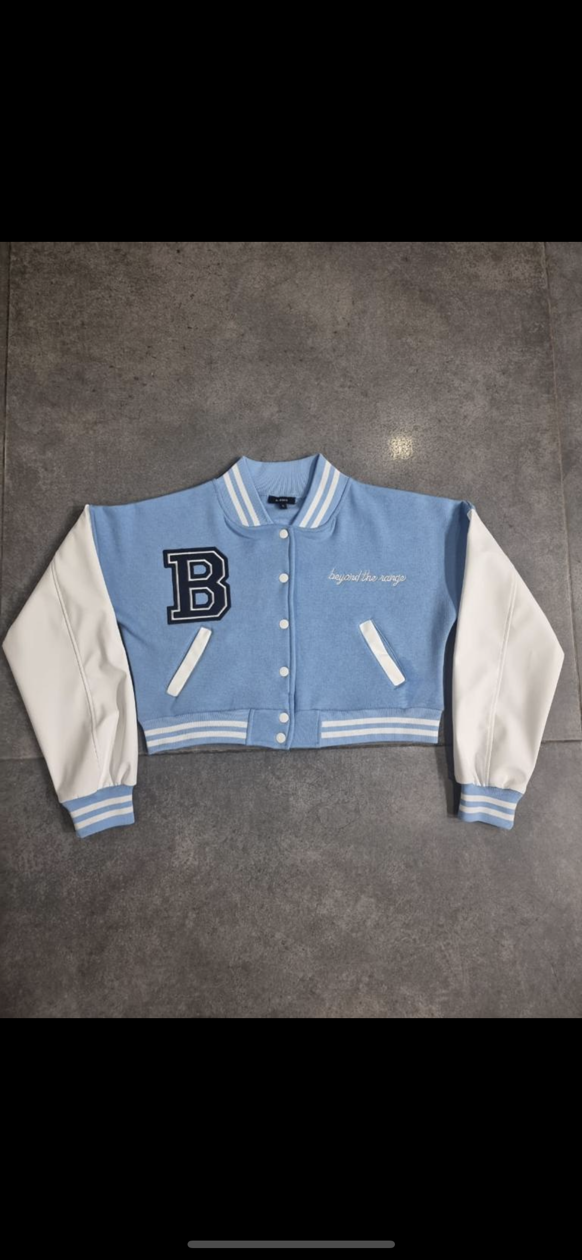 Baby blue best sale baseball jacket