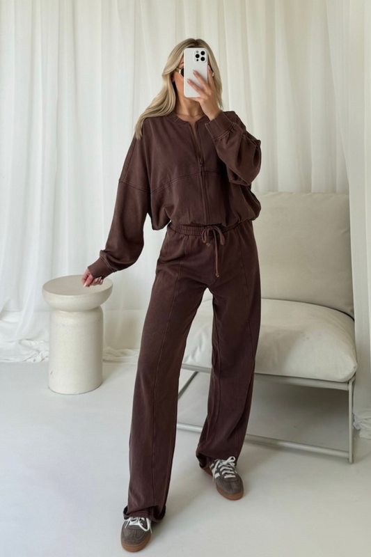 Chocolate acid wash tracksuit